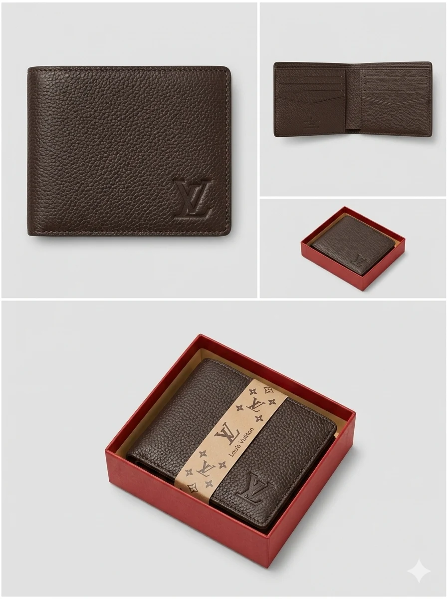 Louis Vuitton Leather Bifold Wallet for Men